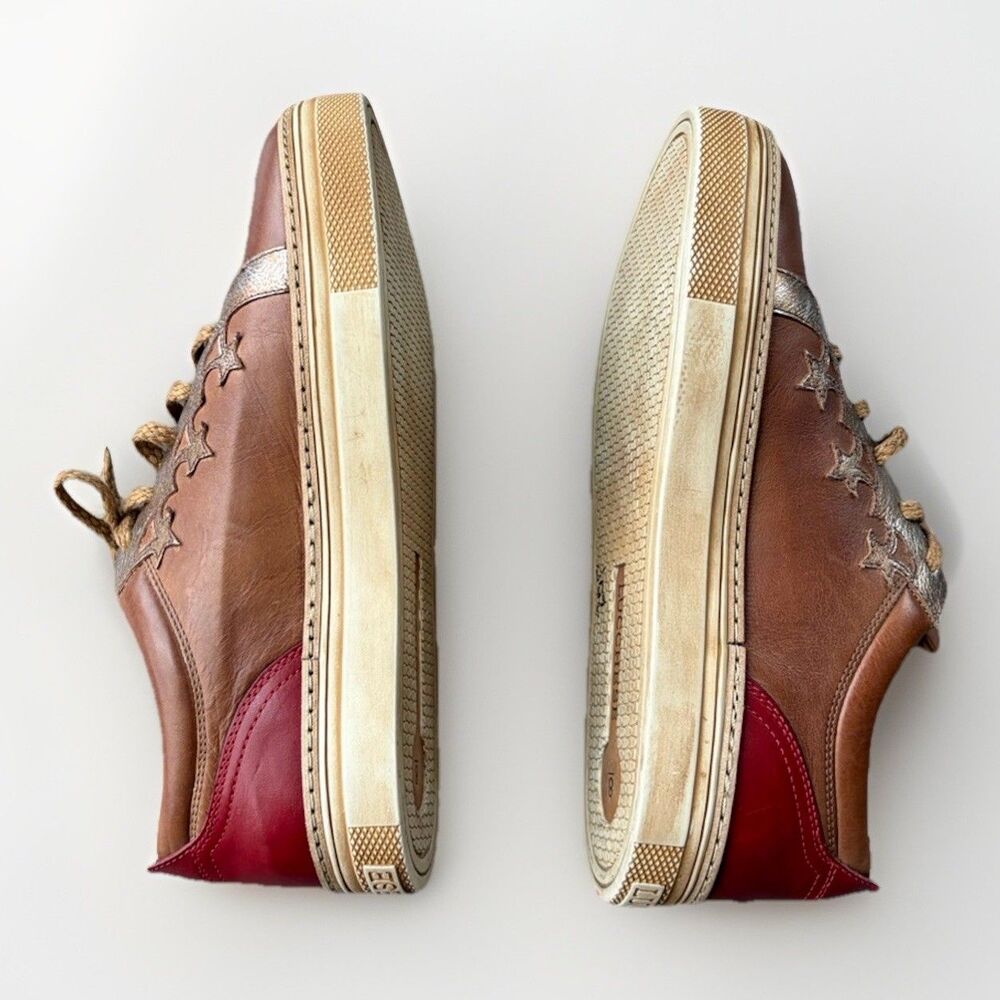 Lucchese Bootmaker Women’s Leather Saddle Shoes Size 8 Sneaker Brown Red Western - Picture 6 of 10